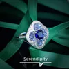 Wedding Rings RUZZALLATI Trendy Aquamarine Zirconia For Women Luxury Silver Color Flower Shape Retro Original Jewelry