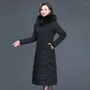 Women's Trench Coats X-long Women Fur Slim Office Ladies Solid Women's Winter Jacket Hooded With Collar Thick Cotton Padded Parkas 7XL