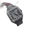 Armbanduhren Luxus Moissanit Iced Out Uhren Hip Hop Bust Down Unisex Diamantuhr Edelstahl Nieten Wrist300r