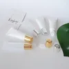 10ml 빈 스퀴즈 립글로스 튜브 뷰티 케어 플라스틱 병 Diy Lipgloss Vials Gold / Silver Caps Cosmetic Makeup Packaging Bulk