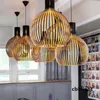 Modern Wood Pendant Light for Living Room Decoration Black Hanging Lamp Suspension Wooden Chandelier Lighting Fixtures Wood Chandeliers LRG023