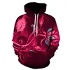 Herrtröjor designar blommor män/kvinnor 3D tröjor digitala tryck rosa rosor blommiga huva harajuku hoody toppar