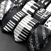 Bow Ties Classic Musical Notes Printed Tie Silky Narrow Neckties Slim Smooth Piano Guitar Necktie Simple Elegant Trendy Unisex Gift