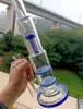 Blue Glass Bong Hookahs Straight Tube Honeycomb Perc Dab Rig Water Recycler Bubbler Smoking Pipe