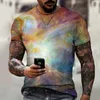 Magliette da uomo T-shirt estiva con stampa 3D a colori Design creativo Camicia per uomo e donna con cielo stellato universo romantico Harajuku