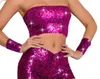 Dam Sparkle Paljett Stage Wear Mermaid Strapless Crop Tops Elastisk tub Tank Rave Party Klubbkläder Dans Mage Performance BH Bikini