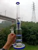 Rak rörblå glas vatten bong vattenpipa med dubbel honungskaka perc dab riggar för rökning