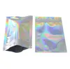 packing baggies Resealable Plastic Visible Retail food-grade Packaging Bags Holographic Aluminum Foil Pouch Smell Proof mylar Bag for Food Storage