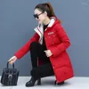 Trench femme UHYTGF taille ample Parka manteau femmes veste d'hiver à capuche femme Parkas épais coton rembourré doublure 448