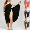 Sukienki swobodne 2022 SUKIETA LATEJ BOLATELES SUKIENKA Kobieta Solid Kolor Sexy Long Suspender Crosswear Women Beach Cover Up S-5xl