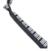 Bow Ties Classic Musical Notes Printed Tie Silky Narrow Neckties Slim Smooth Piano Guitar Necktie Simple Elegant Trendy Unisex Gift