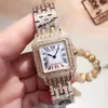 Mode Dame Jurk Horloge Dames witte wijzerplaat Quartz Movemetn horloges Roestvrij stalen armband Hoogwaardig bestendig saffierglas f298O