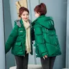 Women's Trench Coats Winter Jacket For Women Glossy Hooded Parkas 2022 In Fashion Snowsuit Long Sleeve Loose Coat Korean Female Sustans