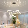 Avizeler Modern LED Avize Oturma Odası Mutfak Altın Kolye Lambası Uzaktan Kumanda Asma Işıklar Yıldızlı Gökyüzü Projeksiyon Işık