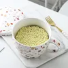 Canecas criativas de grande capacidade de café da manhã cereal caneca de cerâmica Sopa ramen leite com capa tigela utensílios de mesa de mesa de presente copo de sobremesa