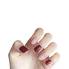 Faux ongles 24pcs couleur rose et rouge pur porter court paragraphe mode manucure patch gagner du temps portable ongles butt666