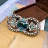 Brooches Elegant Blue Stone Geometry Glass Pins Vintage Alloy Accessories Decoration For Women