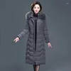 Women's Trench Coats X-long Women Fur Slim Office Ladies Solid Women's Winter Jacket Hooded With Collar Thick Cotton Padded Parkas 7XL