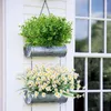 Decorative Flowers 8Pcs Artificial Plants UV Resistant Fake Boxwood Faux Greenery For Outdoor Hanging Garden Farmhouse Decor