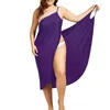 Robes décontractées 2022 été dos nu fronde robe femme couleur unie Sexy longue jarretelle croix maillots de bain femmes plage couvrir S-5XL