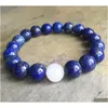 Beaded Natural Stone 10Mm White Jade Strands Bracelets Lapis Lazui Bracelet Elastic Gemstone Beads Heal Gifts Drop Delivery Jewelry Dhzaq