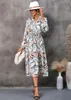 Casual Kleider Langarm Kleid Frauen Französisch Stil Floral Tunika Elegante Rüschen Oansatz Ulzzang Charme Zarte Classy Retro Stilvolle Weibliche Ins