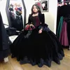 Vintage Black Gothic Wedding Dress 2023 Fitted Puffy Punk Ball Gown Wedding Dresses Vivtorian With Jacket Velvet Bridal Vestido De Noiva robe mariee