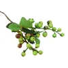 Fleurs décoratives 1 Branche Artificielle Berry Vert Haricot Mousse De Noël Décor À La Maison Faux Baies Fruit Décoration Accessoires Faux Plante