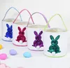 Meerjungfrau Pailletten Ostern Korb Leinwand Kaninchen Taschen Bunny Lagerung Tasche DIY Nette Kinder Geschenk Handtasche Kaninchen Ohren Legen Ostereier körbe