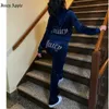 Juicy Apple Trainingsanzug Damen Veet Nähanzüge Outfit Zweiteiliges Jogging-Set Velours-Sweatshirt Hoodie Hosenanzug Damen Advanced Design 688ss