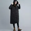 女性用トレンチコート温かいゆるいフード付きパーカスコート女性秋の冬女性ヴィンテージグリーンコットンミッドレングス厚の綿パッドジャケット