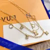 7pjv Pendant Necklaces Luxury Design Necklace 18k Gold Plated Stainless Steel Choker Chain Letter Fashion Womens Wedding Jewelry Accessor