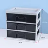 Niedlicher schwarz/grauer 1/2/3-lagiger Schubladen-Desktop-Organizer, Multifunktions-Stifte, Washi-Tapes, Aufbewahrungsbox, Schulbriefpapier-Zubehör