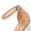 Sandals Bigtree Shoes Patent Leather Summer Women's Block Heels شفاف مثير كعب مربع مرتفع 43