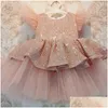 Meisjesjurken Kerstparencake dubbele babymeisje jurk 1 jaar verjaardag geboren feest bruiloft vestidos doopkleding 220125 d dhqvn