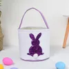 Sequins Easter Egg Storage Basket Canvas Bags Bunny Ear Bucket festives favors Creative Easter Gift Bag With Rabbit Tail festival party Decoration