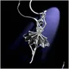 Подвесные ожерелья сказочный колье женский ювелирные ювелирные ювелирные ювелирные украшения модные свитера Charm Crystal Angel Drop Delive Pendants Dhwt8