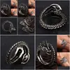 Anelli a fascia Cool Opening Uomo Donna Gioielli Regolabile Sterling Dragon Ring Buoni regali Lega Animale Metallo Unisex Punk gotico Drop Deliv Dhrkm