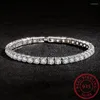 Braccialetti a maglie Bracciale in vero Moissanite per donna SS925 Argento sterling 4mm Diamanti Braccialetti Catene con certificato GRA Fine Jewe277w