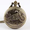 Pocket Watches 2022 Arrival Antique Bronze Motorcycle Motorbike MOTO Shape Watch Necklace Pendant Men's Gifts Relogio De Bolso