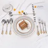 Dinnerware Sets 1Piece Golden Baroque 18/10 Stainless Steel Flatware Set Glossy Gold Plated Cutlery Hollow Handle Silverware For Wedding