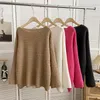 Women's Sweaters Korean Fashion Off Shoulder Pullover Woman Slash Neck Long Sleeve Sweater Female Loose Solid Color Top For Women Drop