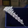 Başlıklar Gümüş Renkli Rhinestone Crown ve Tiara Düğün Saç Takı Aksesuarları Kadınlar Gelin Başlık Hediyeleri Si