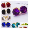 Stud Earrings Wholesale Fashion Round Favorite Design 18 K Gold Plated Studded Candy Crystals Cz Diamond Earring For Women Drop Deli Dhwds