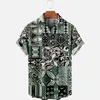 Camisas casuais masculinas 2022 Hawaii Beach Camisa masculina Planta original estilo mural impressão 3D Lappel Botão solteira solta camiseta respirável