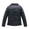 ジャケットブランドファッションクラシックガールズボーイズブラックモーターサイクルレザーチャイルドコート春2〜14年