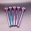 Tubos para fumar de vidrio electrochapado de 4,5 pulgadas Tubo recto de arco iris Cuchara de mano Cachimba para tabaco de hierbas secas