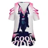 T-shirts Femmes Cool Rider T-shirt Femme Summer Fashion Print Floral Col V-Col Zipper Tshirt Creux Pull Dames Top Grease 2 Rydell