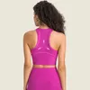 ET001 Double 6 Lycra Yoga Tops Antibacterial Racerback Bra Nude Sense Tank Top Buttery Soft High Neck Bra Women Vest with Removable Cups