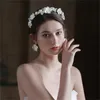 Hochzeit Braut Keramik Blume Blumen Stirnband Perle Haarband Krone Tiara Prinzessin Königin Festzug Kopfschmuck Haarschmuck Ohrringe Schmuck Set